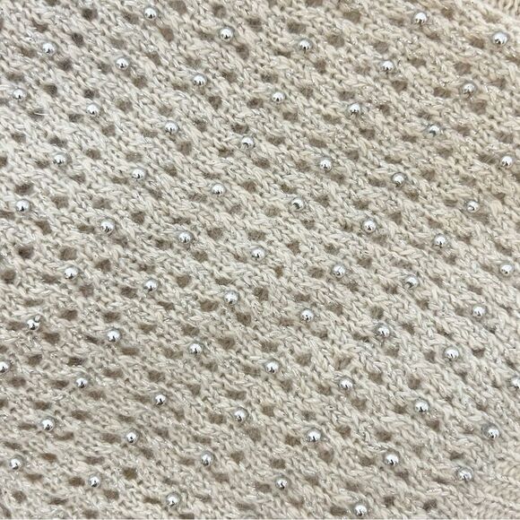 FaBE Vintage Ramie Angora Lambswool Blend Embellished Sleeve Cropped Sweater, MD - Picture 4 of 6